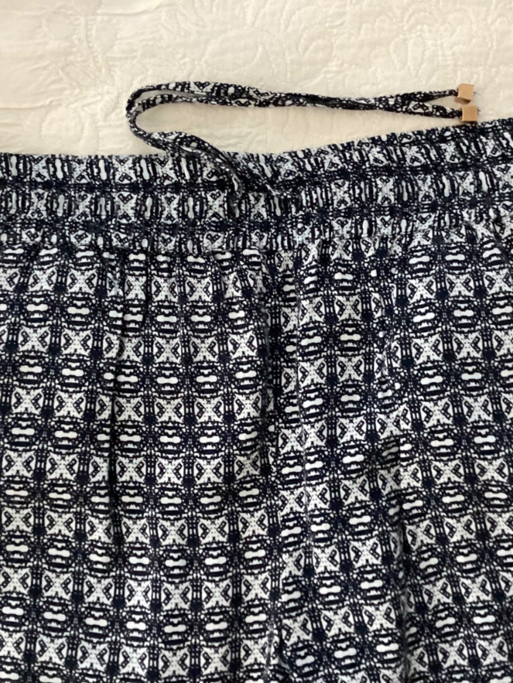 POROPHROSE NAVY BLUE WHITE LOUNGING PANTS WITH DRAWSTRING SIZE S/M - Picture 2 of 10